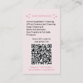 Elegante roze schoonmaakservice Maid QR-code Visitekaartje (Achterkant)