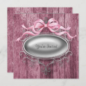 Elegante Roze Schuur Houten Feest Uitnodiging Temp (Voorkant / Achterkant)