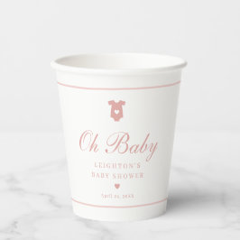 Elegante Roze Script Baby Shower Papieren Bekers