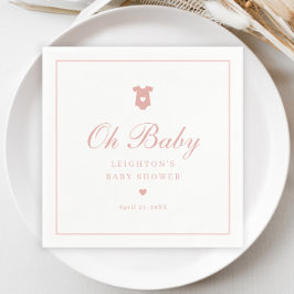 Elegante Roze Script Baby Shower Servet