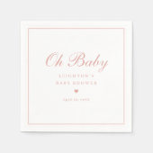 Elegante Roze Script Baby Shower Servet (Voorkant)