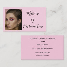 Elegante Roze Script Foto Make-up Bedrijf Visitekaartje