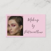 Elegante Roze Script Foto Make-up Bedrijf Visitekaartje (Voorkant)