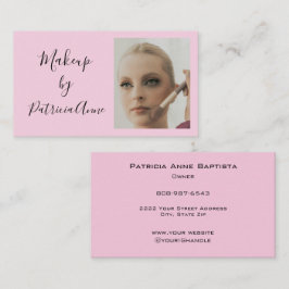 Elegante Roze Script Foto Make-up Visitekaartje