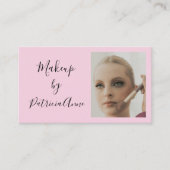Elegante Roze Script Foto Make-up Visitekaartje (Voorkant)