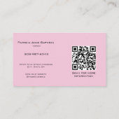 Elegante Roze Script Foto QR Code Make-up Visitekaartje (Achterkant)