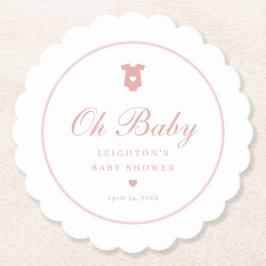 Elegante Roze Script Meisje Oh Baby Shower Kartonnen Onderzetters