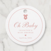 Elegante Roze Script Meisjes Oh Baby Shower Bedankjes Labels (Voorkant)