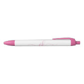 Elegante Roze Script Monogram Beginletters Naam Zwarte Inkt Pen (Bovenkant)