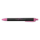 Elegante Roze Script Monogram Beginletters Naam Zwarte Inkt Pen (Bodem)