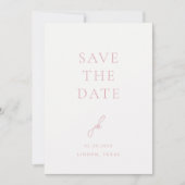 Elegante Roze Script Monogram Huwelijk Save The Date (Voorkant)