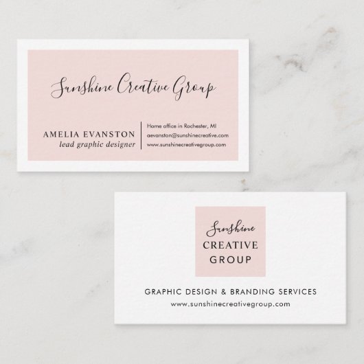 Elegante Roze Script Professionele Visitekaartje (Voorkant / Achterkant)