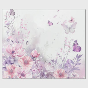 Elegante Roze Sering Waterverf Vlinder Whimsical Cadeaupapier