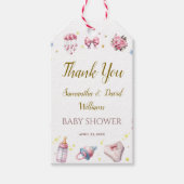 Elegante roze sierlijke Baby shower Bloemen Cadeaulabel (Voorkant)