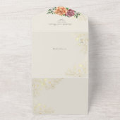 Elegante Roze Sinaasappel Bloemen Huwelijk All In One Uitnodiging (Buitenkant)