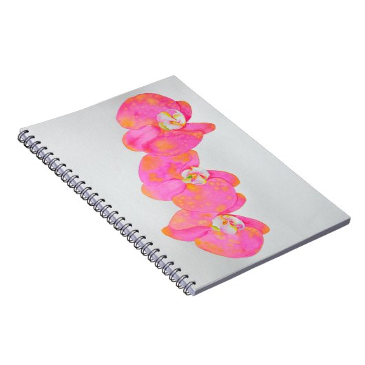 Elegante Roze sinaasappel waterverf bloemen orchid Notitieboek (Rechterzijde)