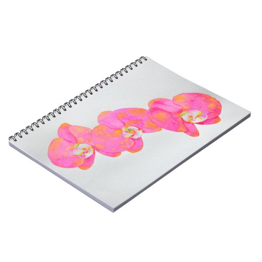 Elegante Roze sinaasappel waterverf bloemen orchid Notitieboek (Linkerzijde)