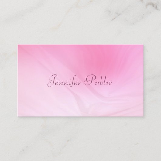 Elegante Roze Sjabloon Handgeschreven Naam Modern Visitekaartje (Voorkant)