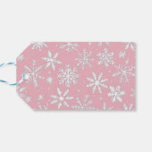 Elegante  Roze Sneeuwvlokken Fotovakantie Cadeaulabel (Achterkant Horizontaal)