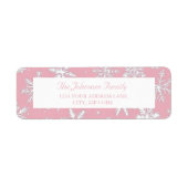 Elegante Roze Sneeuwvlokken Vakantie winter terugk Etiket (Voorkant)