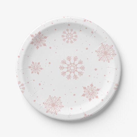 Elegante roze sneeuwvlokken Winter Wonderland Papieren Bordje (Voorkant)