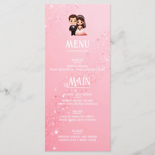 Elegante roze Sparkle bruiloft Menu (Voorkant)