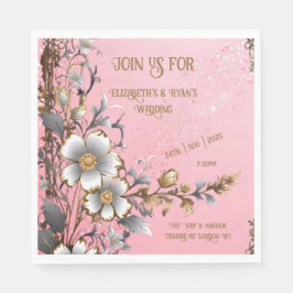 Elegante Roze Sparkle Wedding Achtergrond Servet