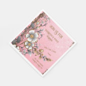 Elegante Roze Sparkle Wedding Achtergrond Servet (Hoek)