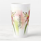 Elegante Roze Stargazer Lily Bloemenfotografie Latte Mok (Voorkant)