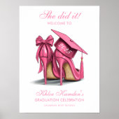 Elegante Roze Stiletto's & Afstudeerder Pet Afstud Poster (Voorkant)