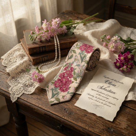 Elegante Roze Stockbloem Stropdas