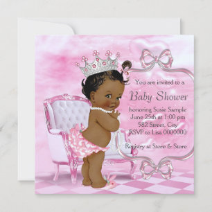 Elegante Roze Stoel Afro-Amerikaanse Baby Shower Kaart