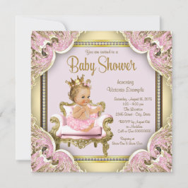 Elegante Roze Stoel Parels Roze Goud Baby shower Kaart