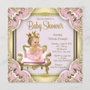 Elegante Roze Stoel Parels Roze Goud Baby shower Kaart