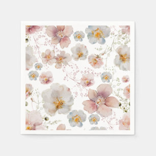 Elegante Roze Stof Blauw Bloem Bruiloft Feest Servet