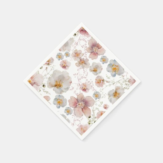 Elegante Roze Stof Blauwe Bloem Bruiloft Borrel Servet (Hoek)