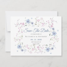 Elegante Roze & Stofblauwe Bloemige Bruiloft  Sla 