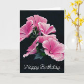 Elegante Roze Stokroos Malva Bloem Kaart (Gele Bloem)