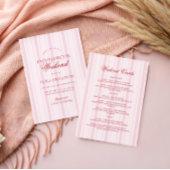 Elegante roze streep vrijgezellenweekend itinerary kaart