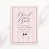 Elegante Roze Streep Zwart Bow Vrijgezellenfeest B Kaart