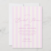 Elegante roze strepen bruids douche uitnodiging (Voorkant)