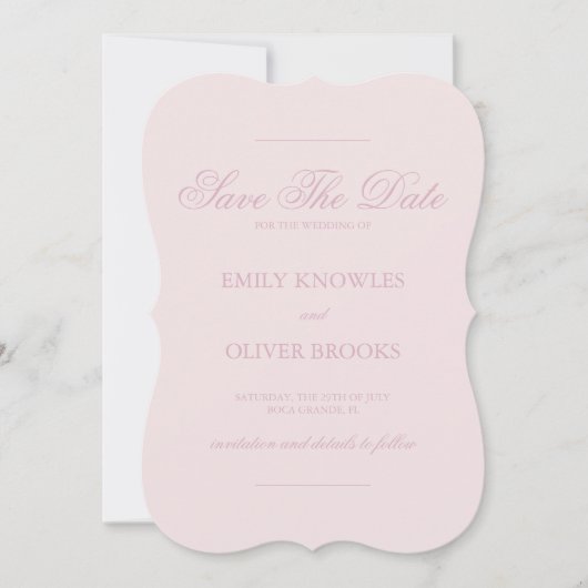 Elegante roze strepen bruiloft save the date (Voorkant)