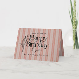 Elegante roze strepen Happy Birthday voor u Kaart