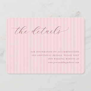 Elegante roze strepen met kalligrafie informatiekaartje