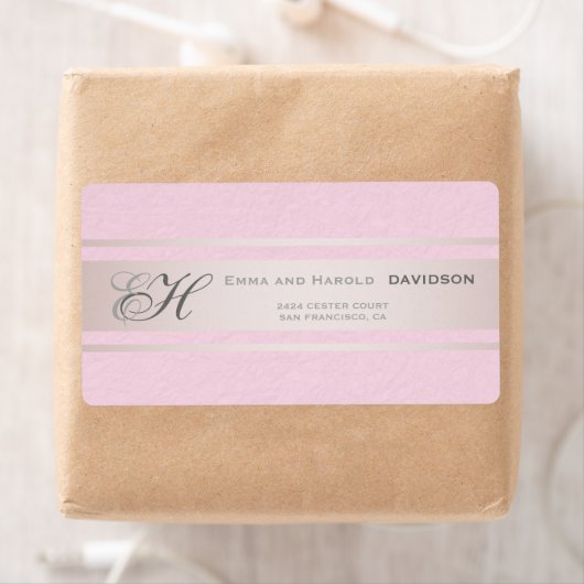 Elegante roze strepen Roze gestructureerd aangepas Etiket (Insitu)