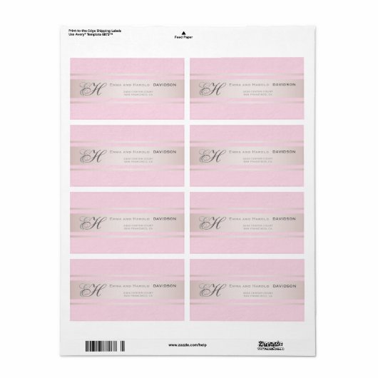 Elegante roze strepen Roze gestructureerd aangepas Etiket (Full Sheet)