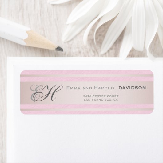 Elegante Roze Strepen Roze Gestructureerde Custom  Etiket (Insitu)