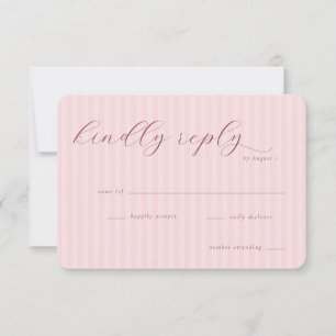 Elegante Roze Strepen RSVP Kaartje