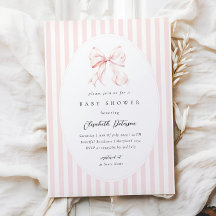 Elegante Roze Strepen Strik Baby Shower