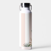 Elegante roze strepen tropische bruidsmeisje waterfles (Voorkant)